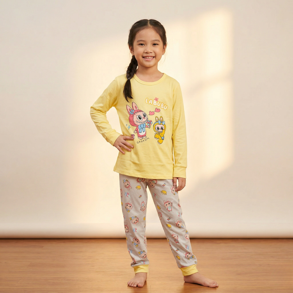 Labubu Hearts Yellow L/S Pajamas