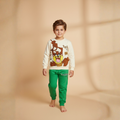 بيجاما بأكمام طويلة لون أصفر (أخضر) بطبعة تازمانيا (للأولاد)