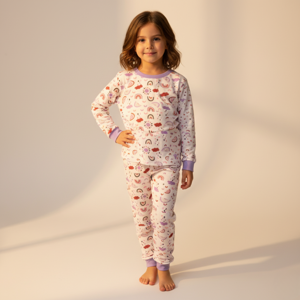 Rainbow Purple Kids L/S Pajamas