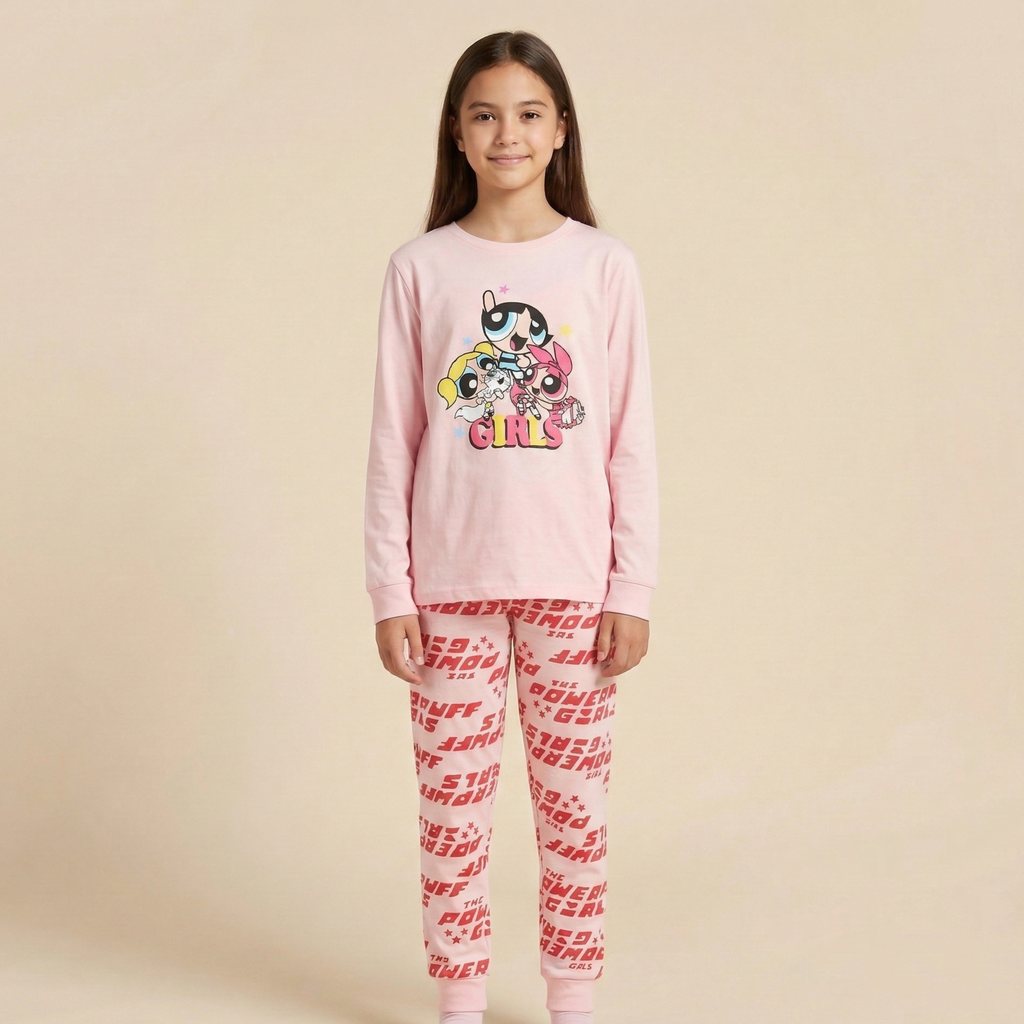 Powerpuff Pink Kids L\S بيجامة