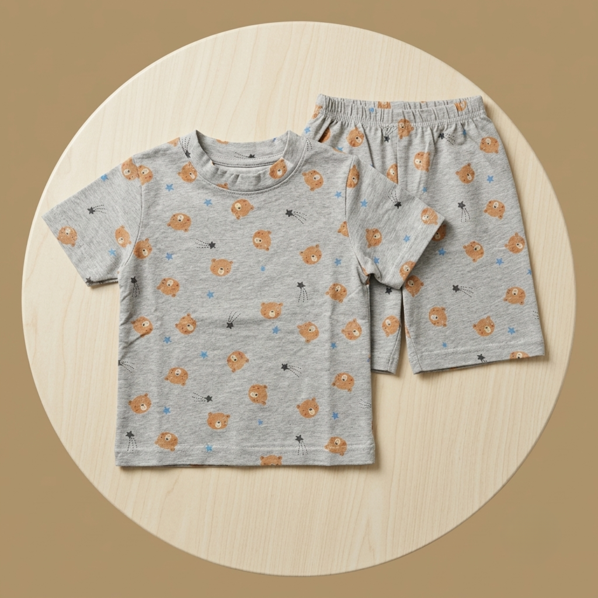 Kids Bermuda Set Bear Stars Gray