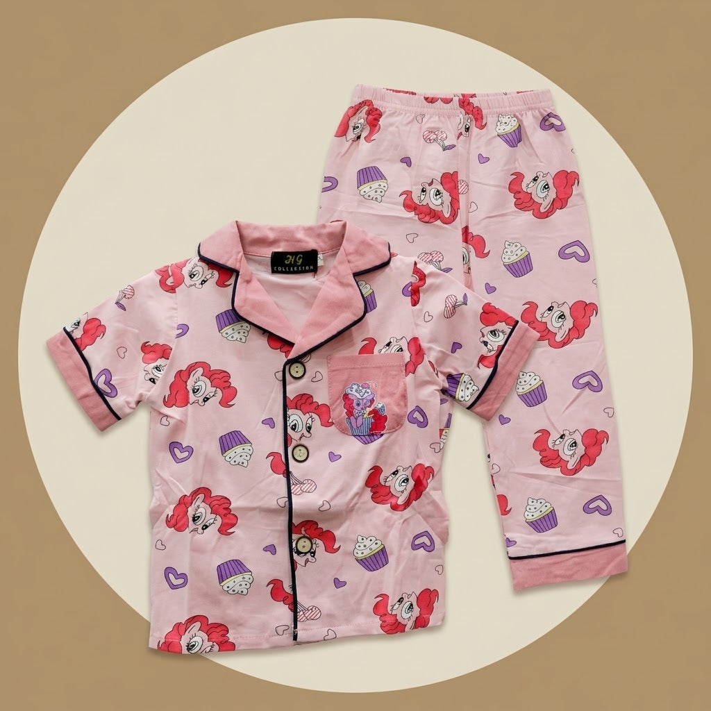 Ice-cream Pink Kids H/S Pajamas