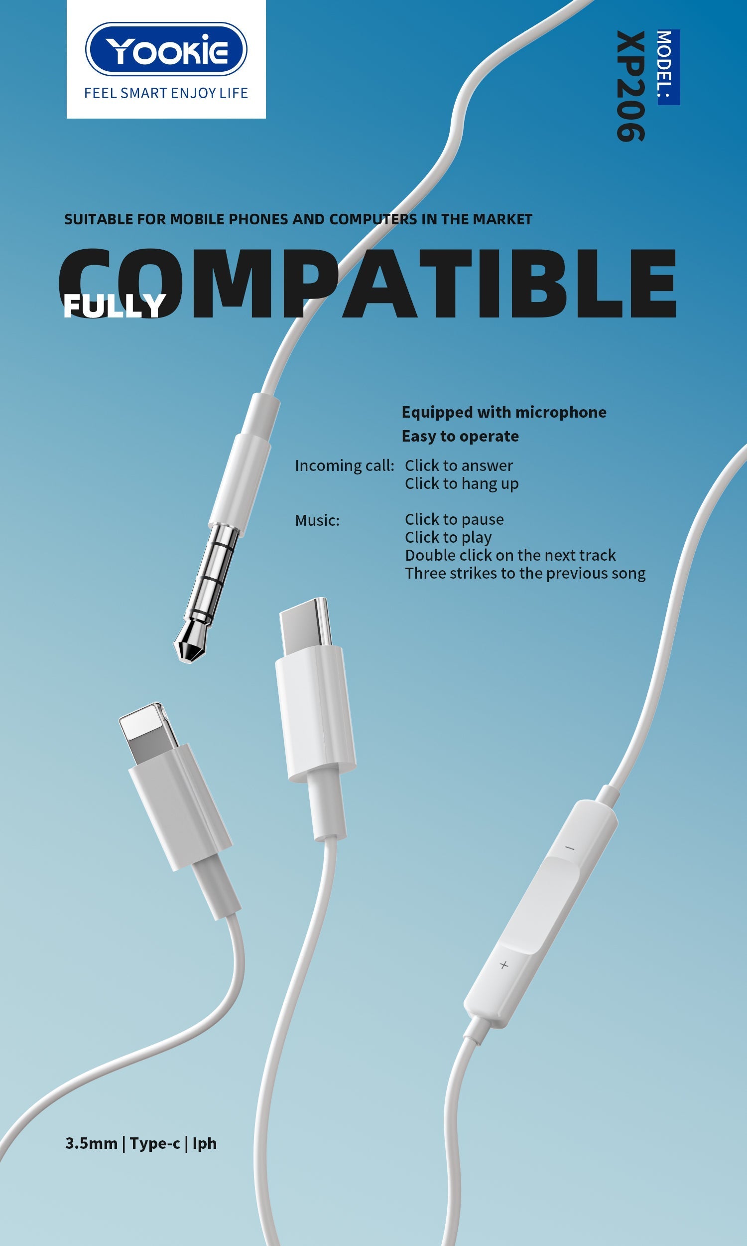 YOOKIE WIRED TYPE-LIGHTNING EARPHONE