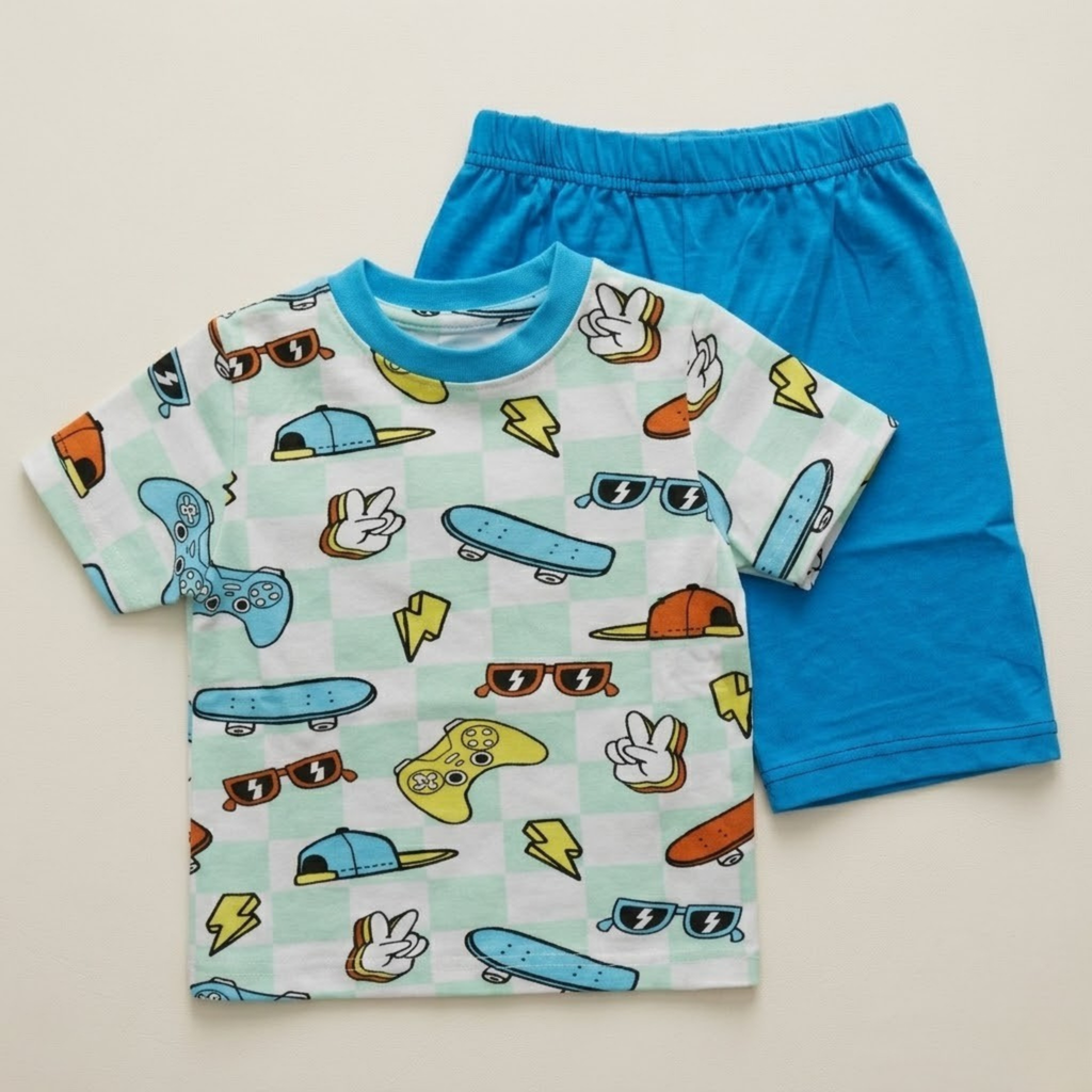 Kids Bermuda Set Gamer Checks