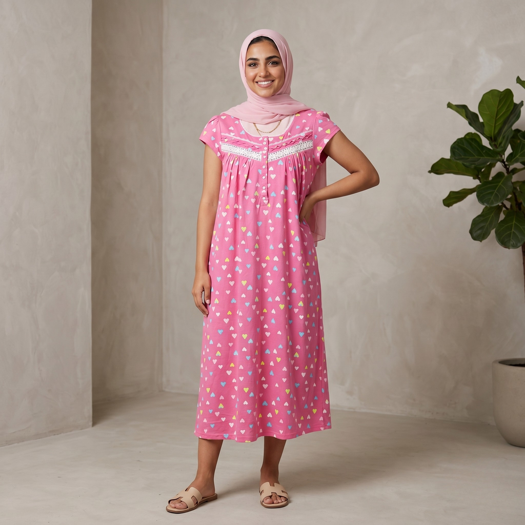 Small Hearts Pink Womens Midi