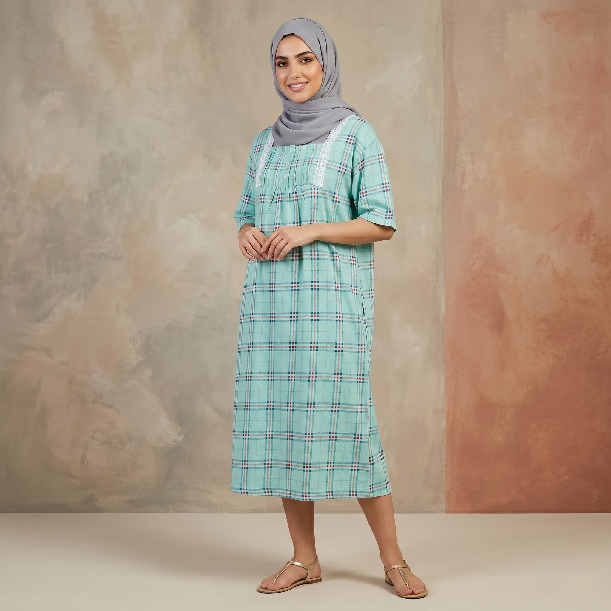 Checks Green Womens Middi