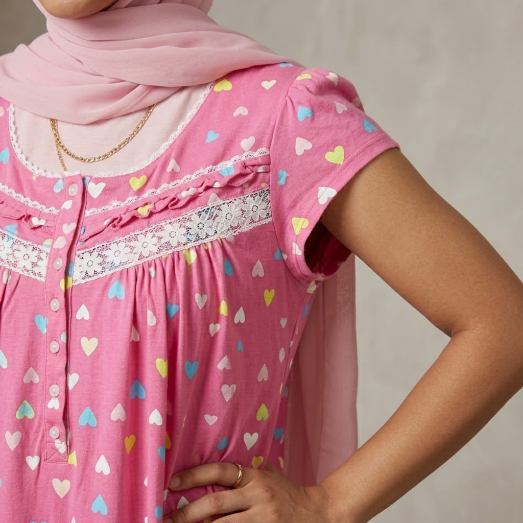 Small Hearts Pink Womens Midi