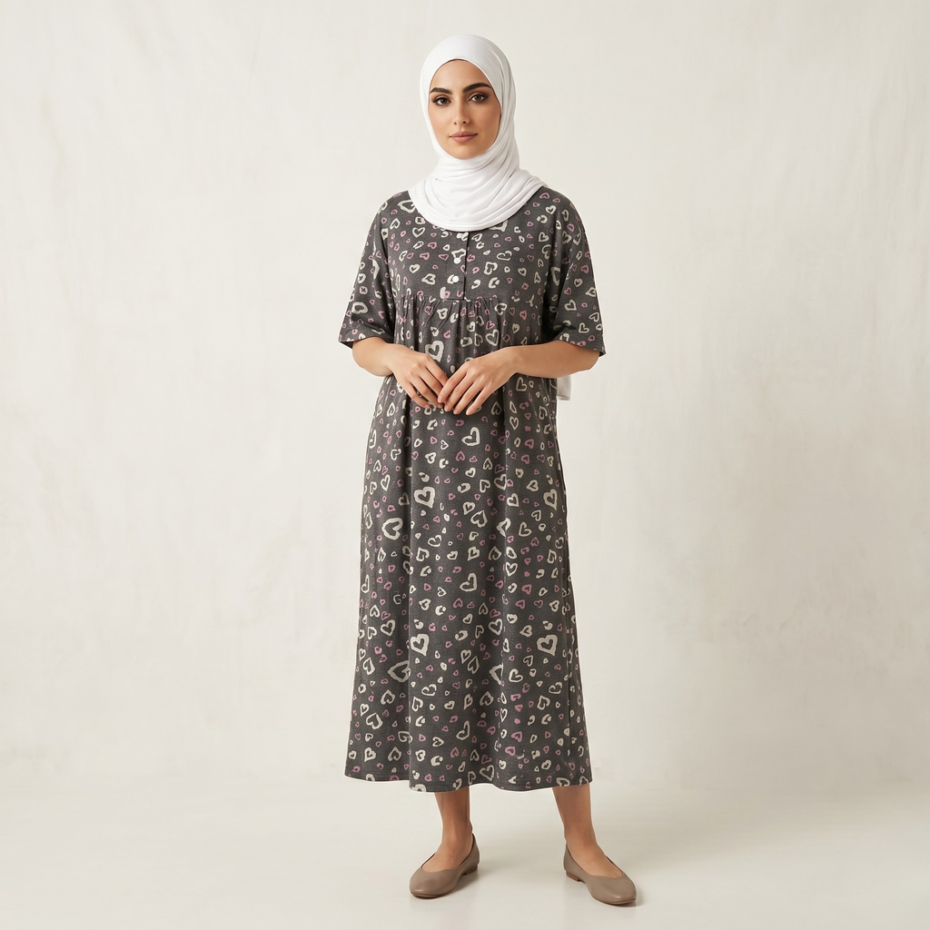 Hearts Grey Womens Middi