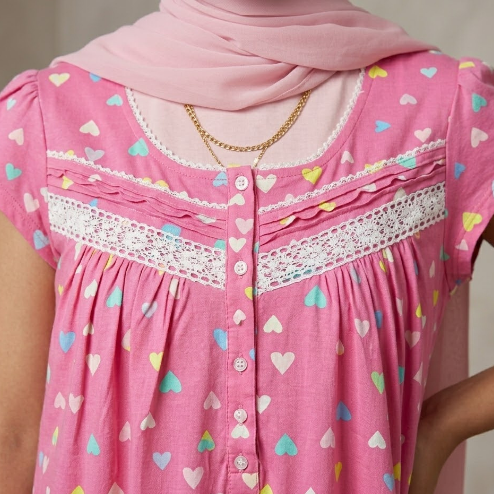 Small Hearts Pink Womens Midi