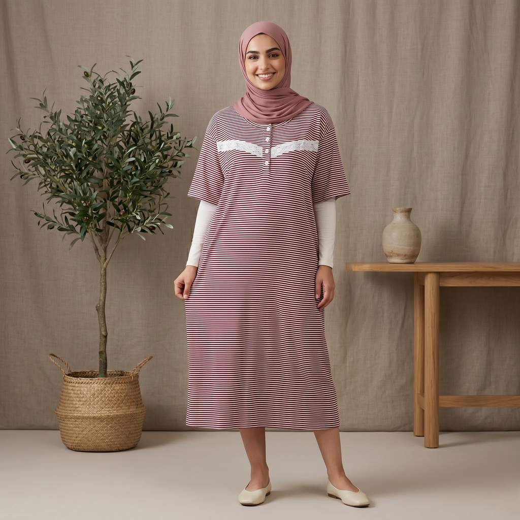 Womens Midi Stripes Red