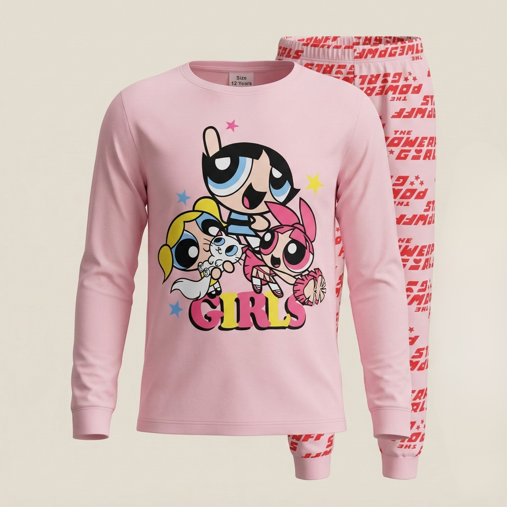 Powerpuff Pink Kids L\S بيجامة
