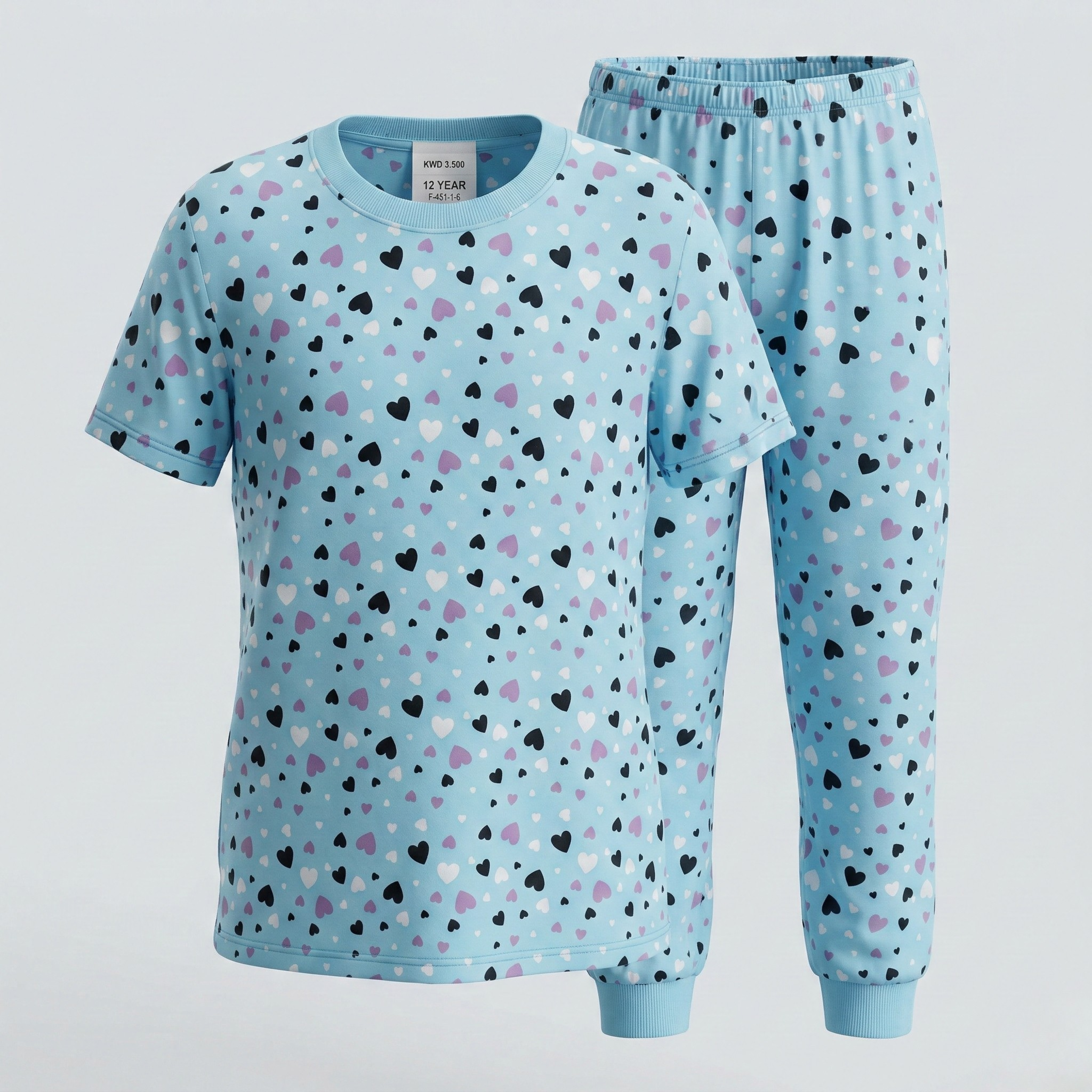 بيجامة Hearts Blue بأكمام قصيرة
