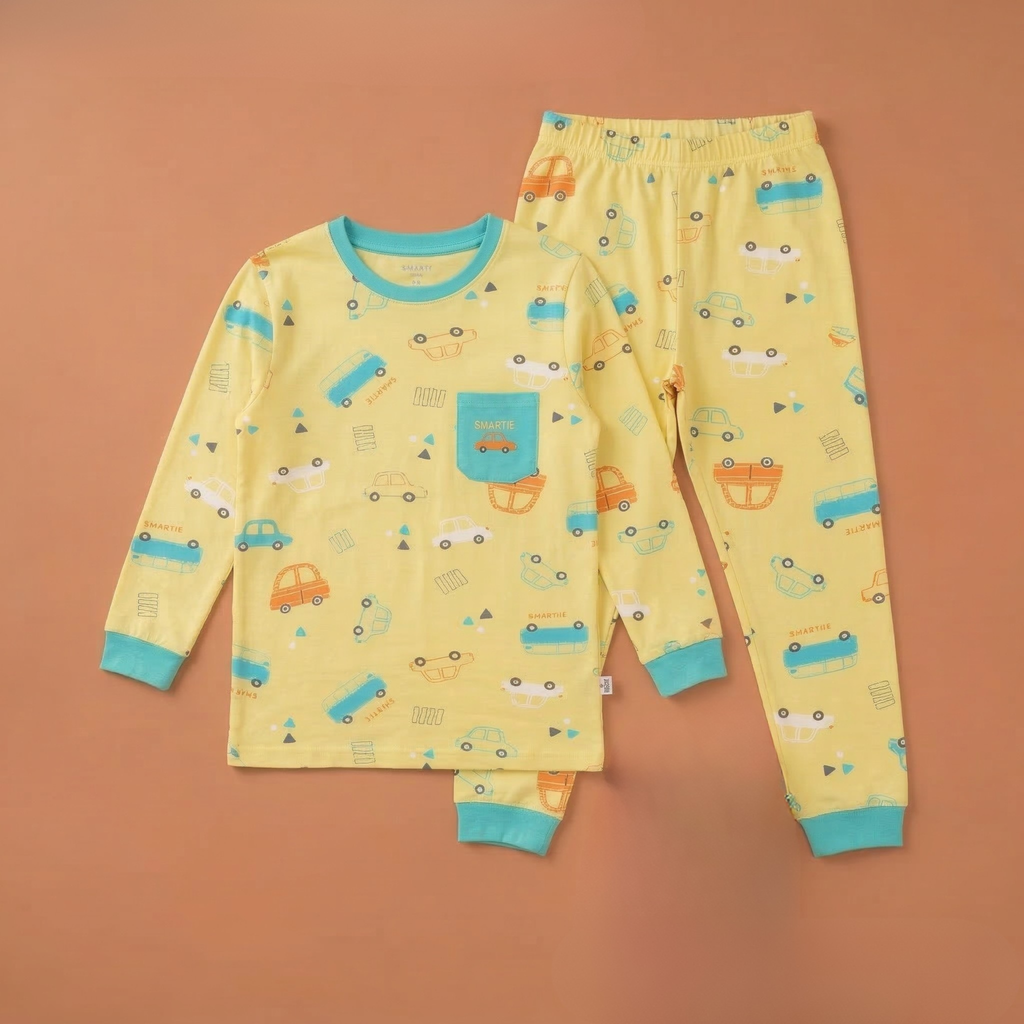 Shine Trucks Yellow Kids L\S Pajamas