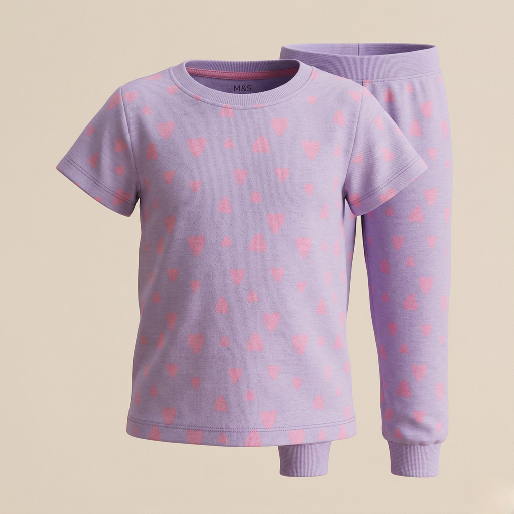 Pinkhearts Purple Kids H/S Pajamas