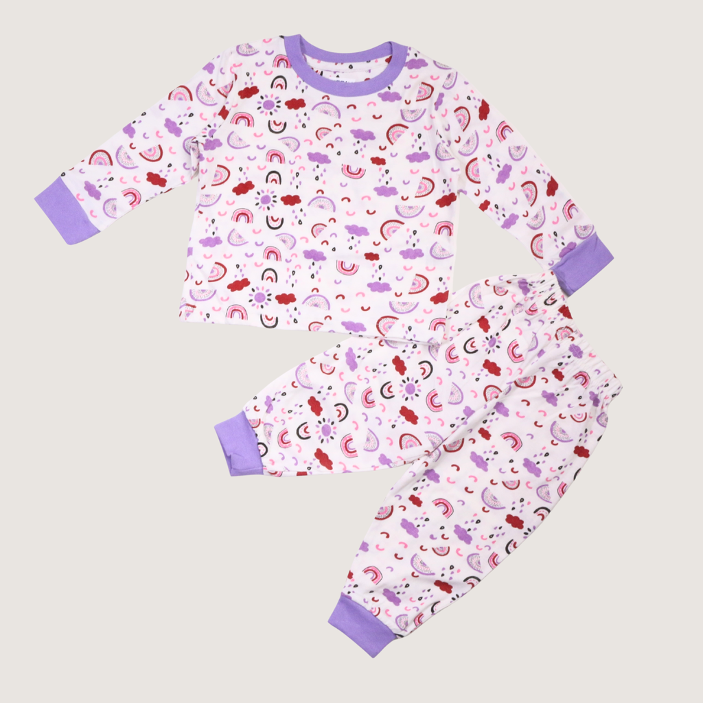 Rainbow Purple Kids L/S Pajamas