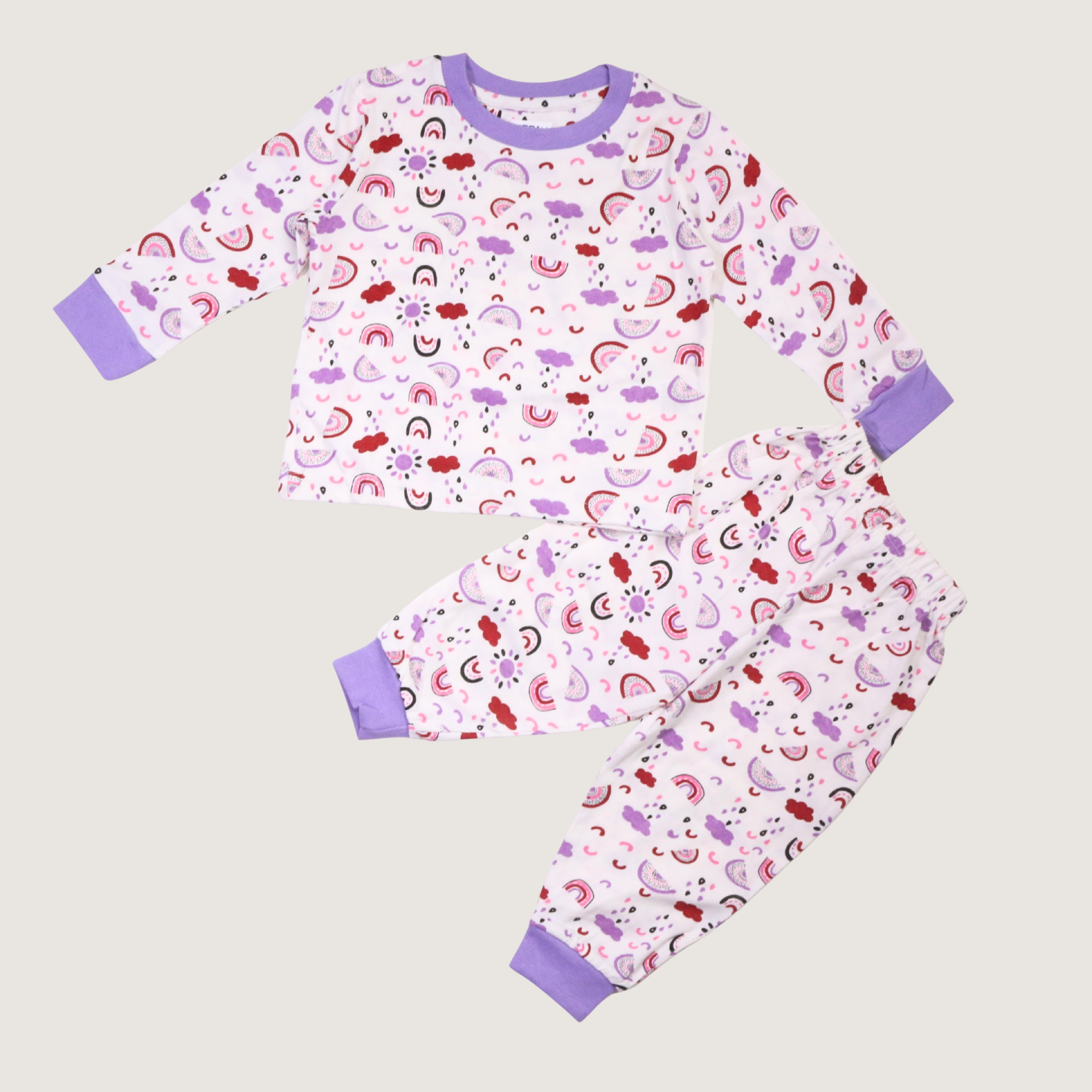 Rainbow Purple Kids L/S Pajamas