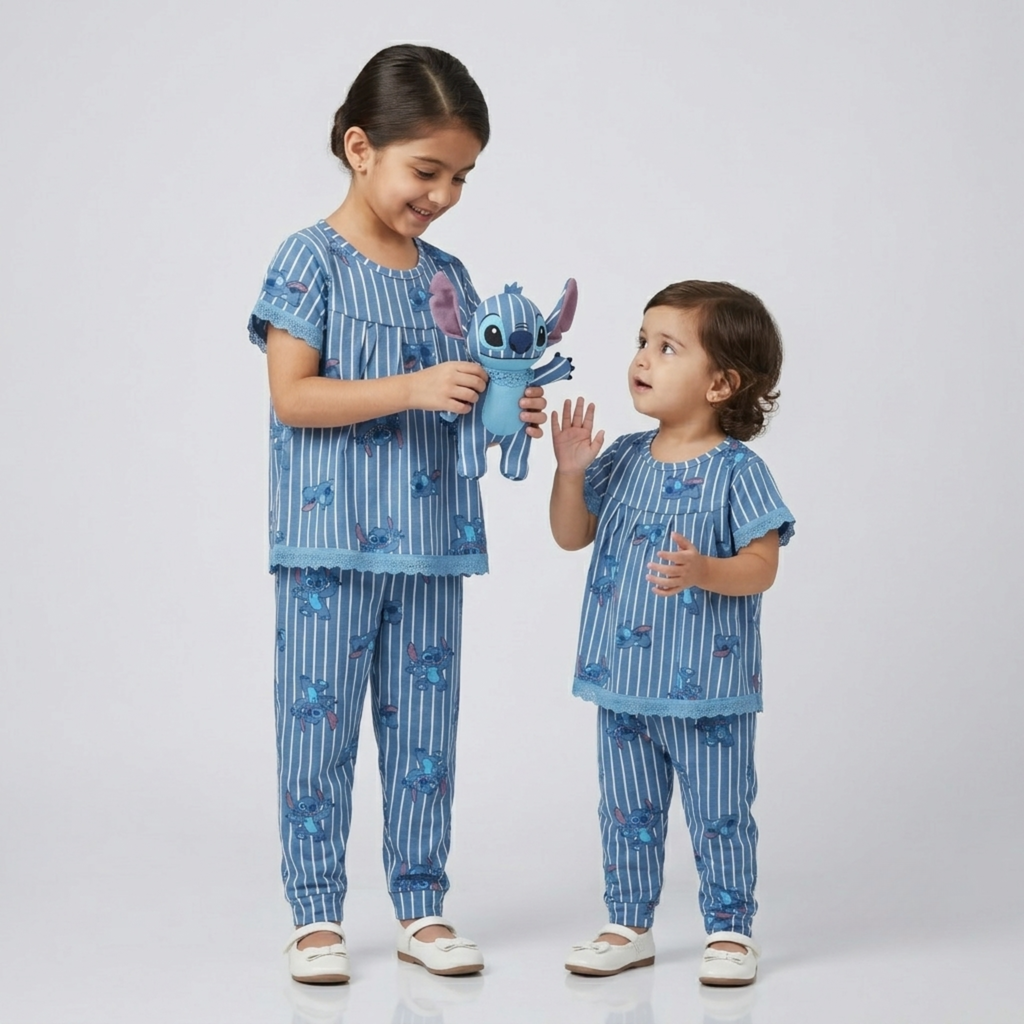 Stitch Lines Girls H/S Pajamas
