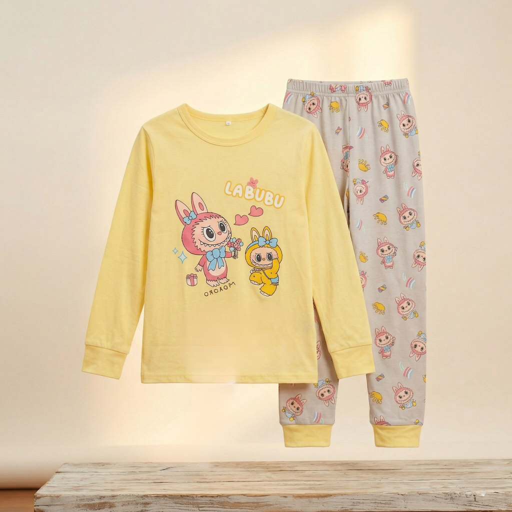 Labubu Hearts Yellow L/S Pajamas