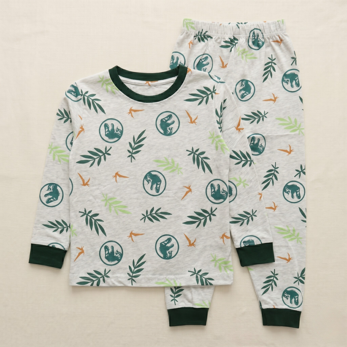 Dinosaur Leaves Kids L/S Pajamas