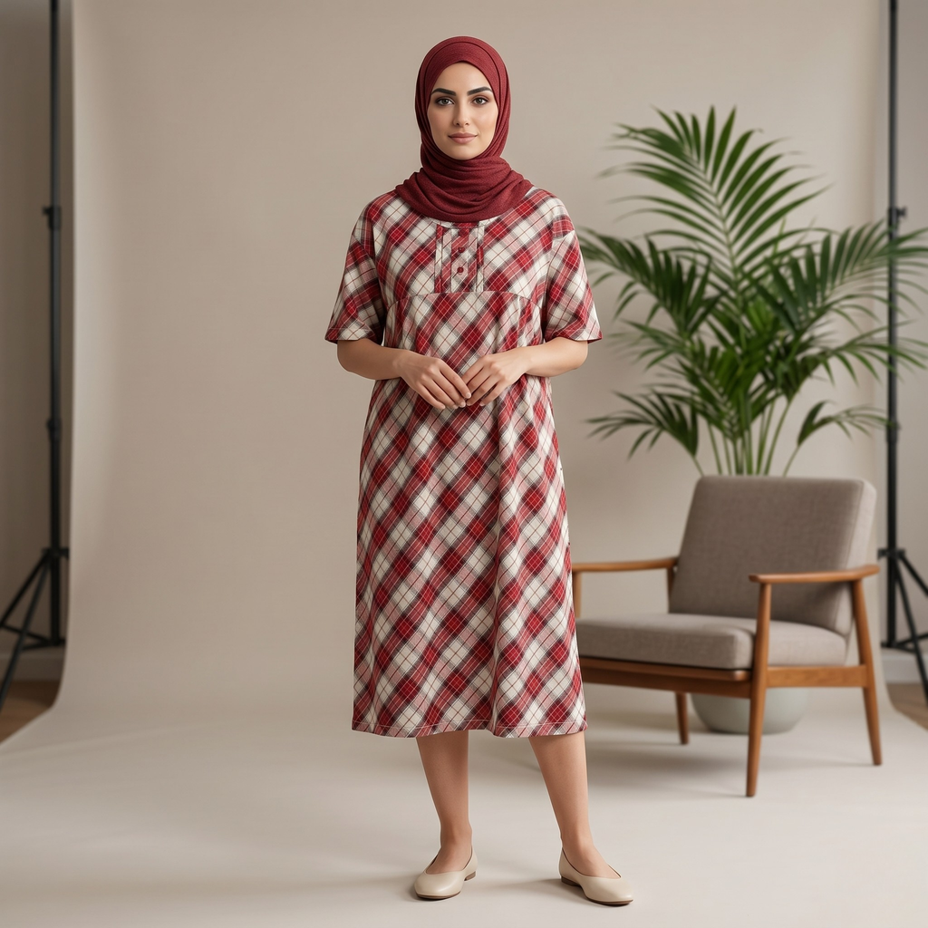 Checks Box Red Womens Middi