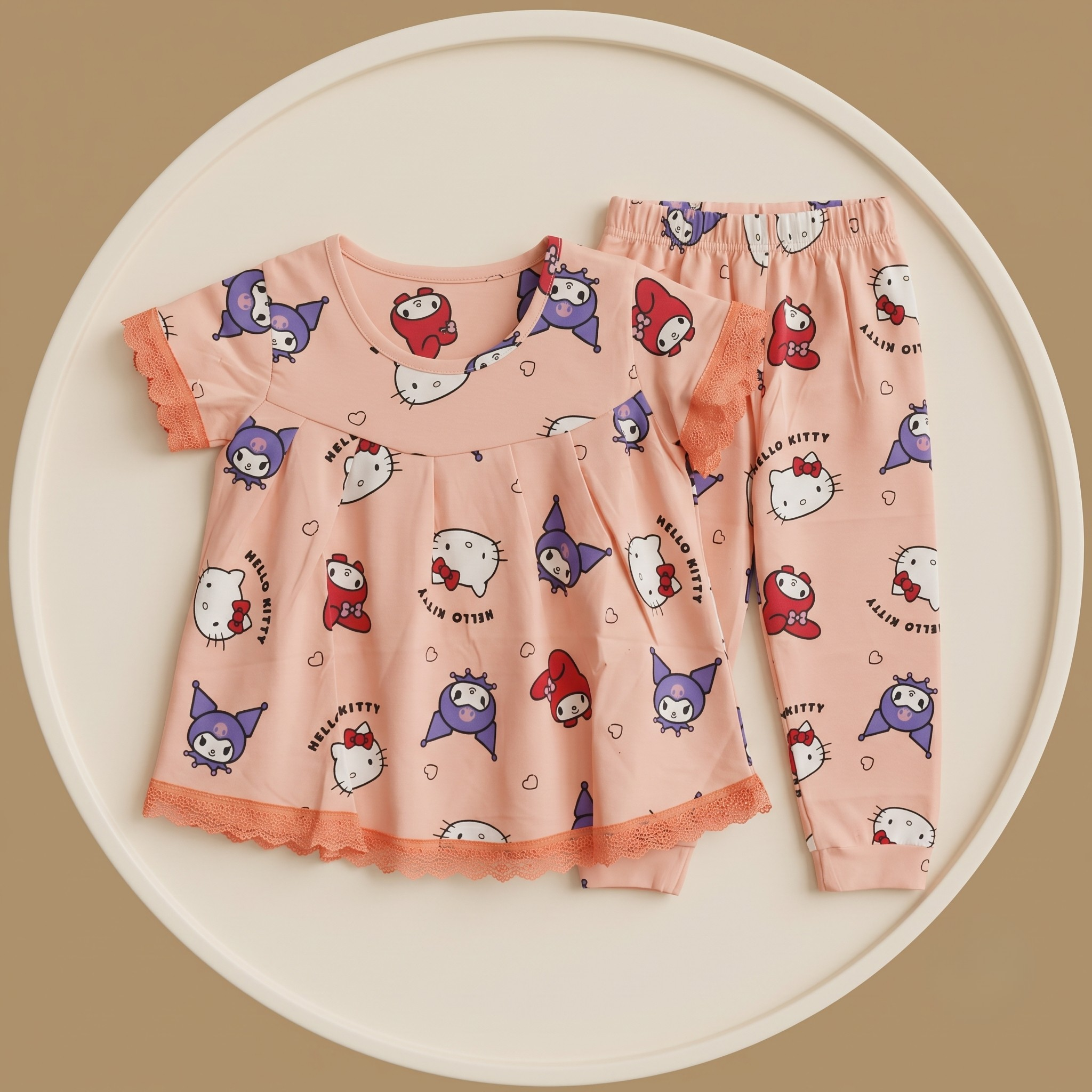 Kitty Kuromi Girls H/S Pajamas