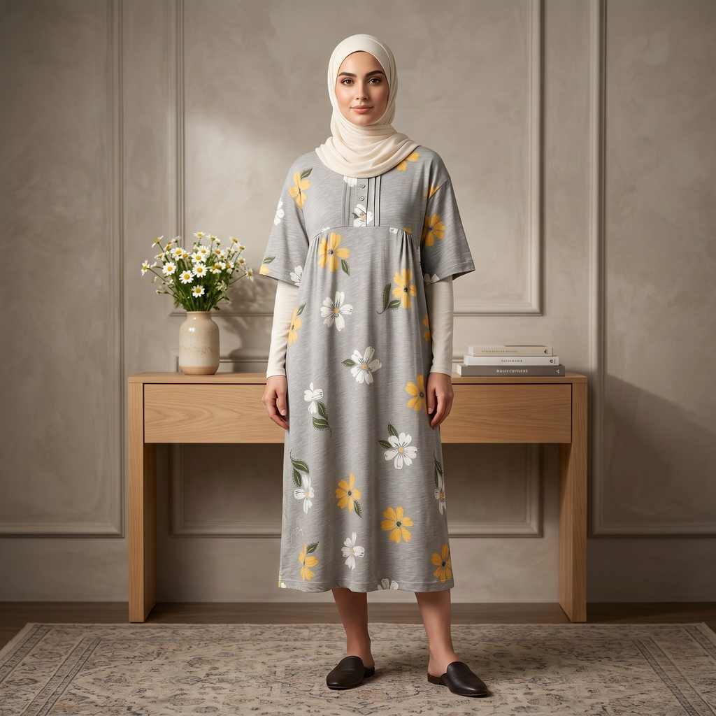 Flowers Yellow&White Womens Middi