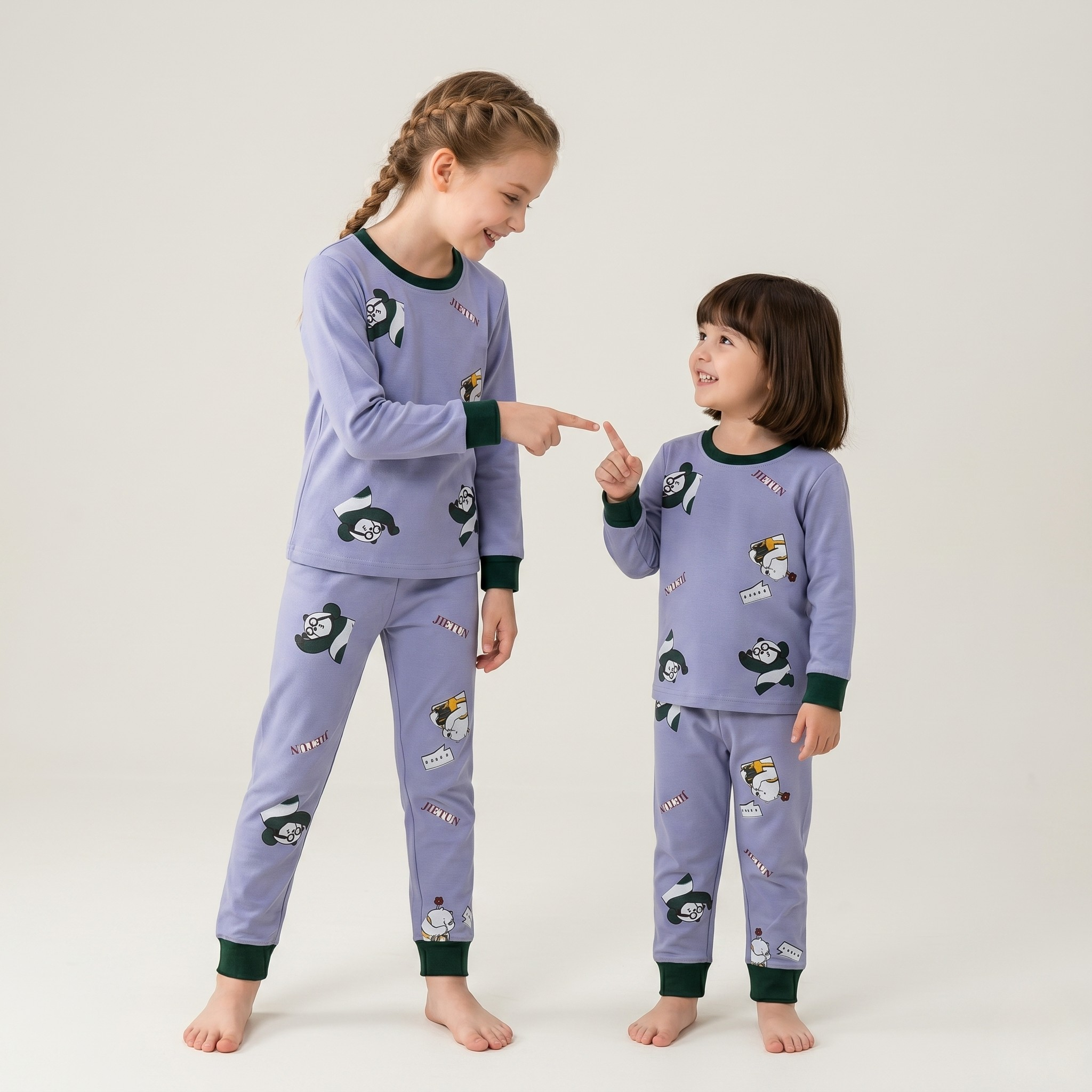 Jietun Panda Kids L/S Pajamas