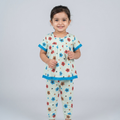 Flower Print Cream Girls H/S Pajamas