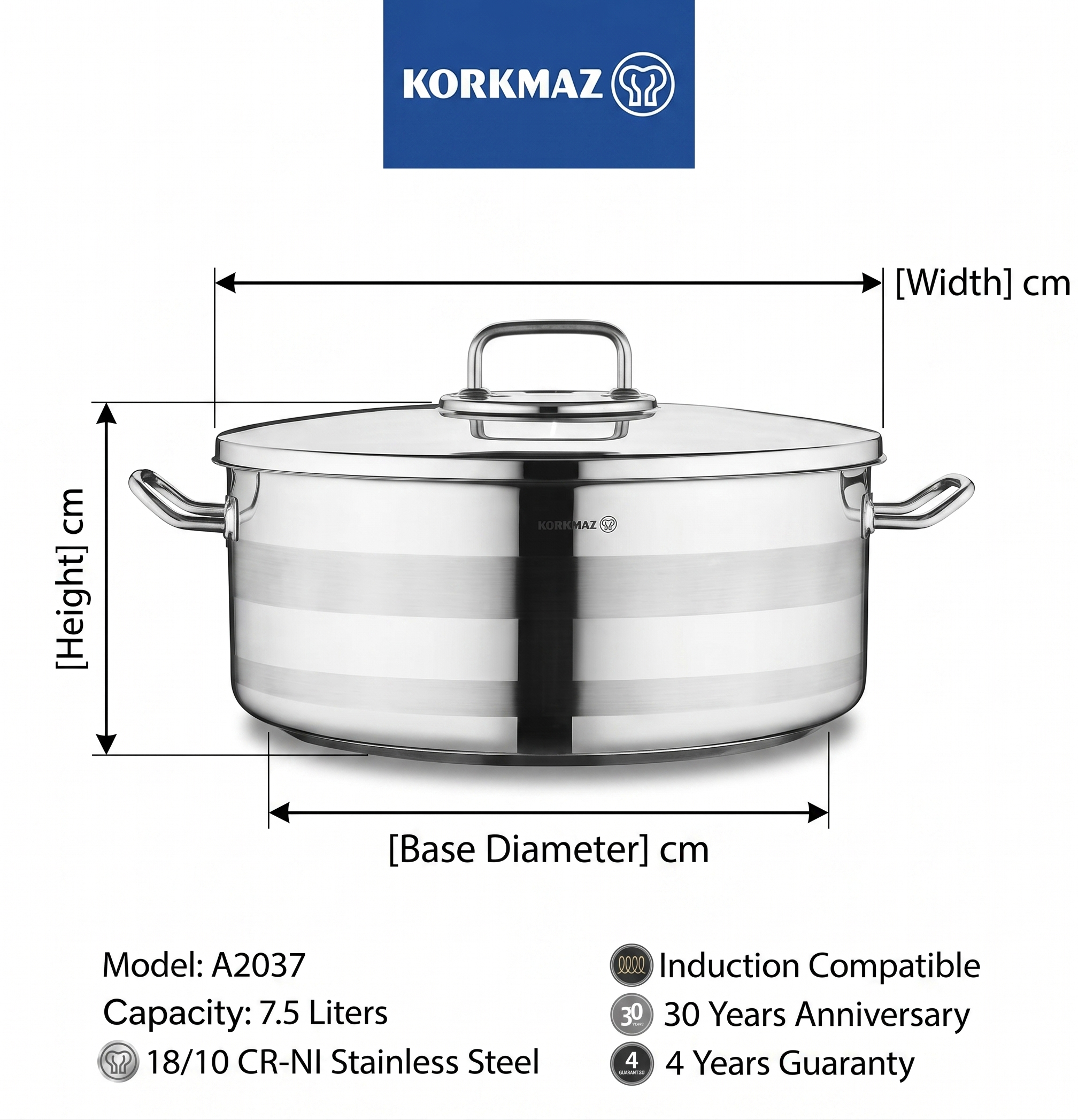 Stainless Steel Pot 7.5L A2037