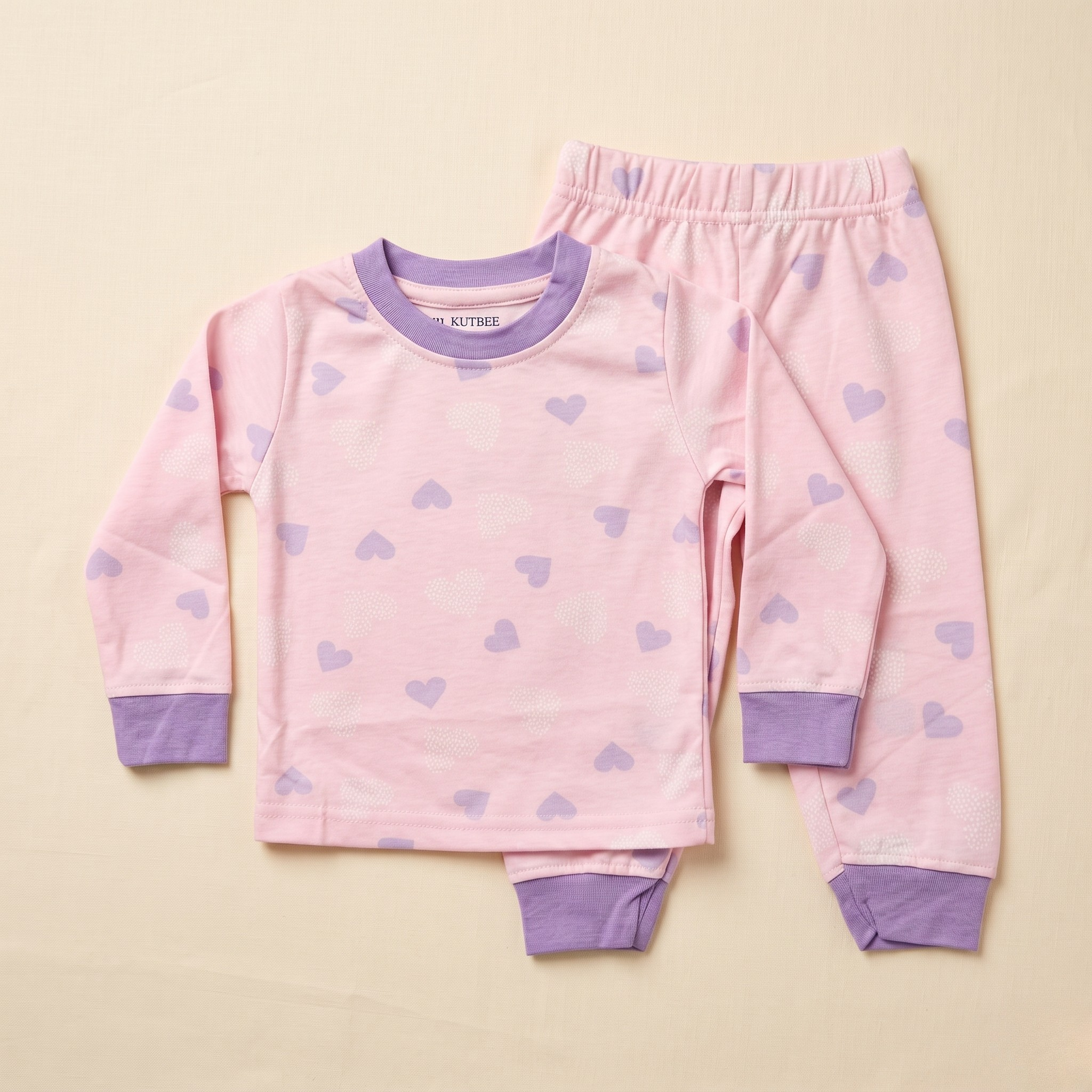 Hearts Shade Pink Kids L/S Pajamas