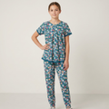 Blue Botanical Flowers Girls H/S Pajamas