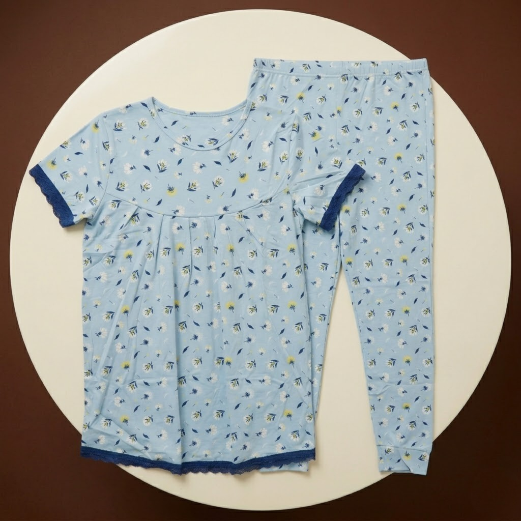 Blue Bunch Flowers Girls H/S Pajamas