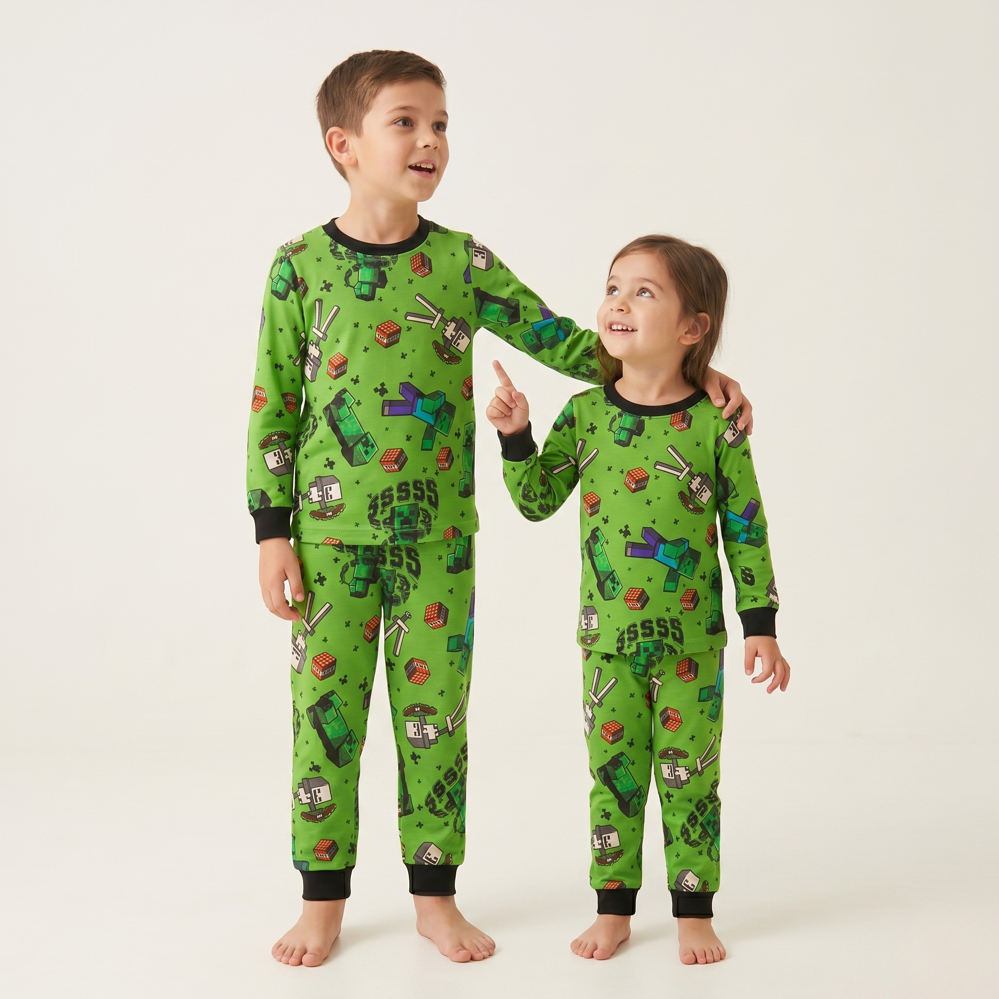 Minecraft Weapons Kids L/S Pajamas