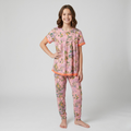 Pink Tropical Plants Girls H/S Pajamas