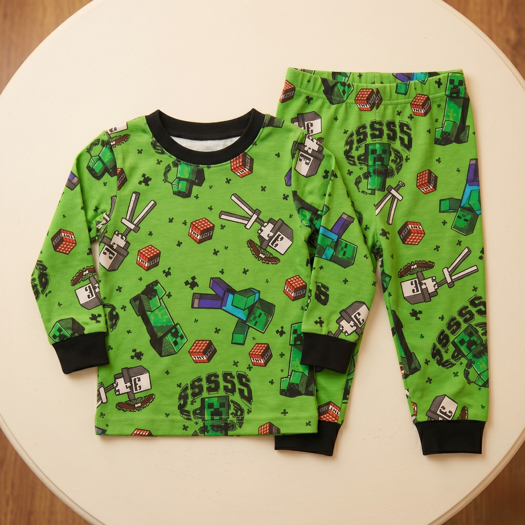 Minecraft Weapons Kids L/S Pajamas