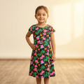 Girls Frock Fluorescent Forest