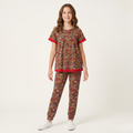 Multicolor Pink Floral Girls H/S Pajamas