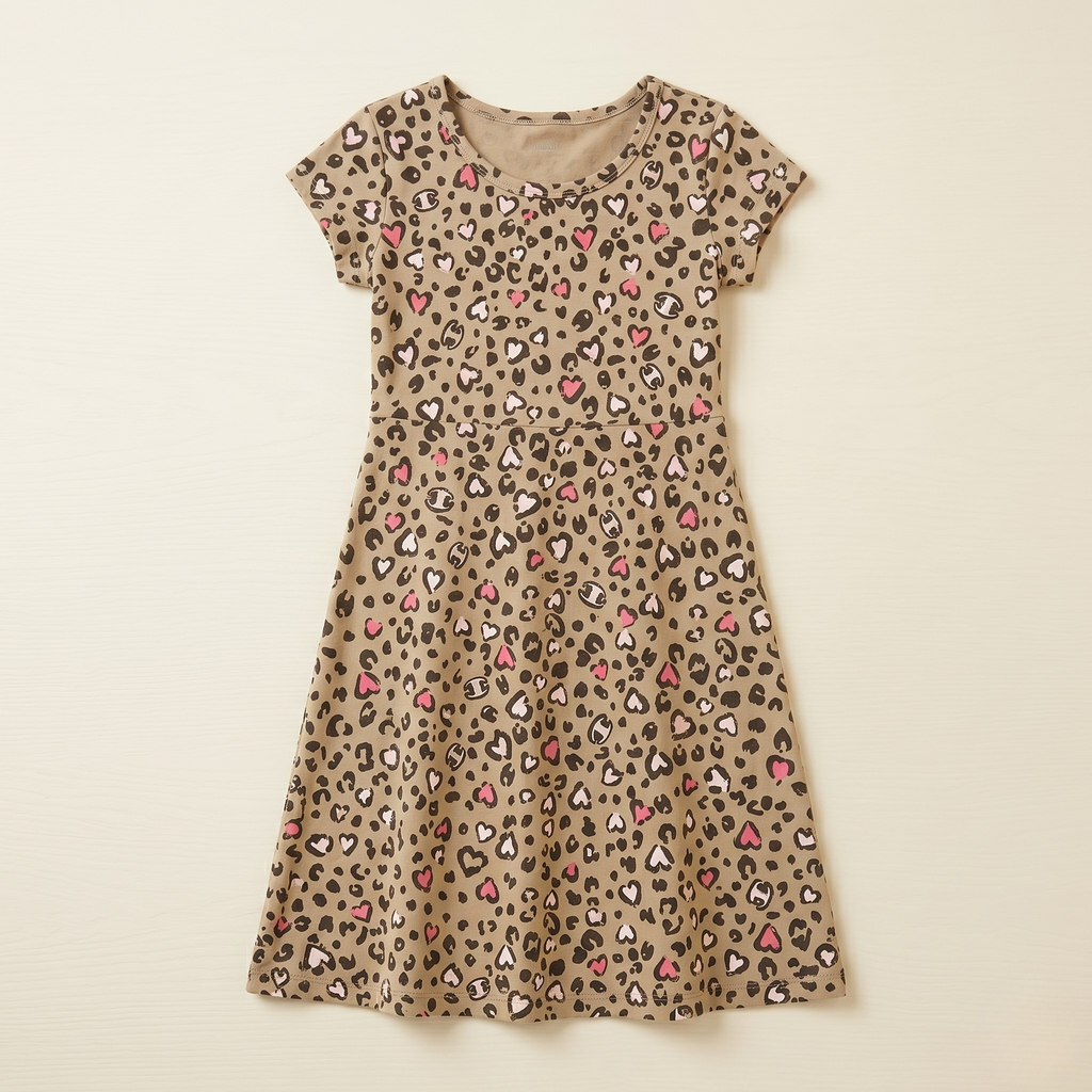 Girls Frock Hearts Print