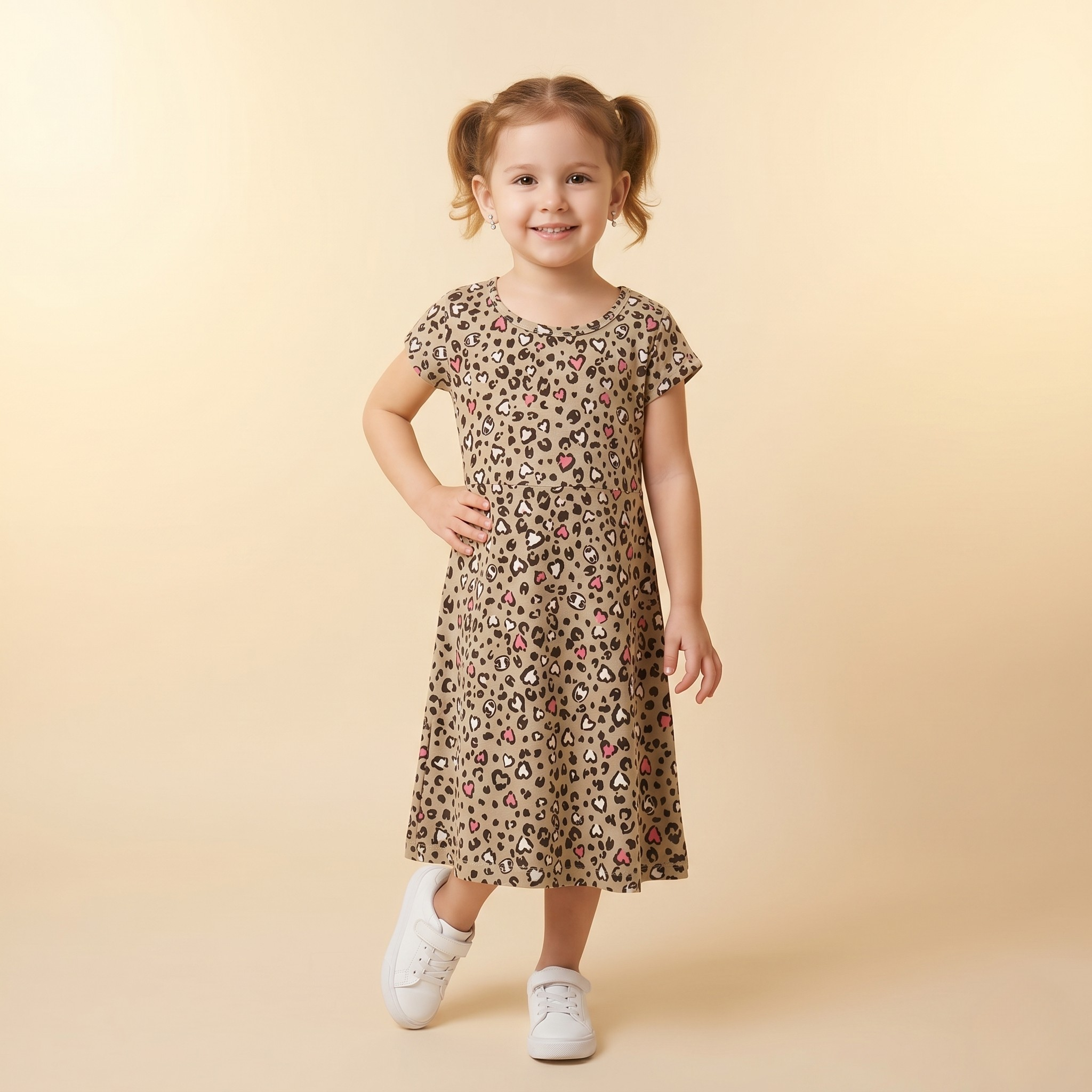 Girls Frock Hearts Print