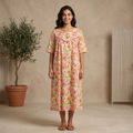 Womens Midi Flowers Bloom