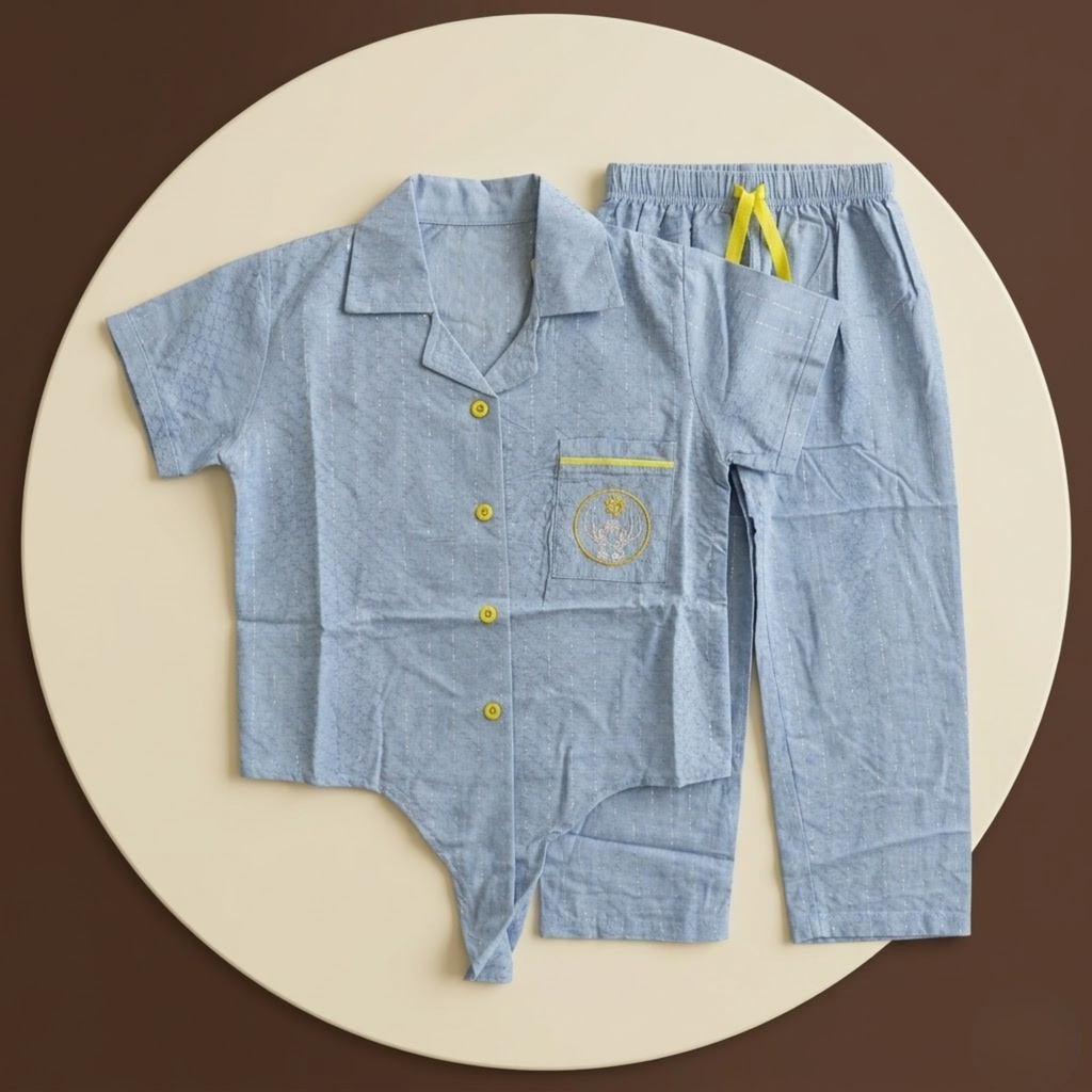 Flower Stitch Girls Pajama Set