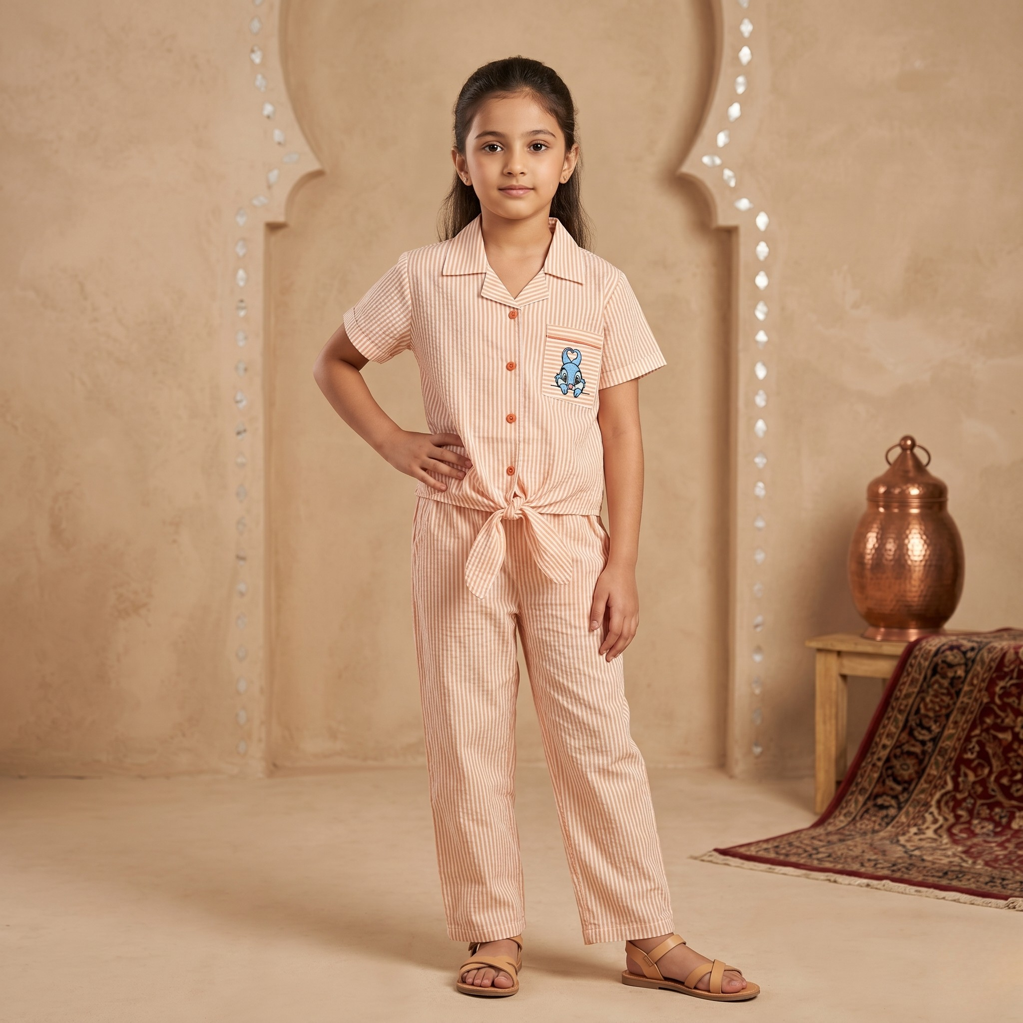 Bunny strips Girls Pajama Set