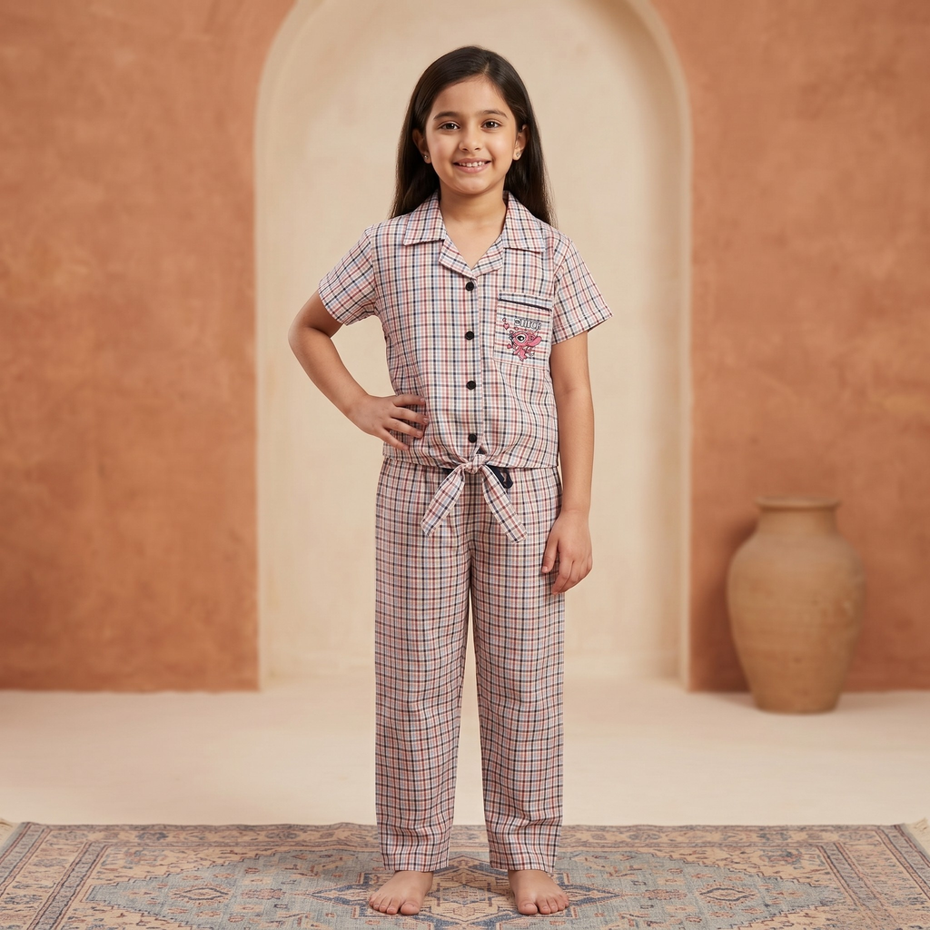 Stitch Checks Girls Pajama Set