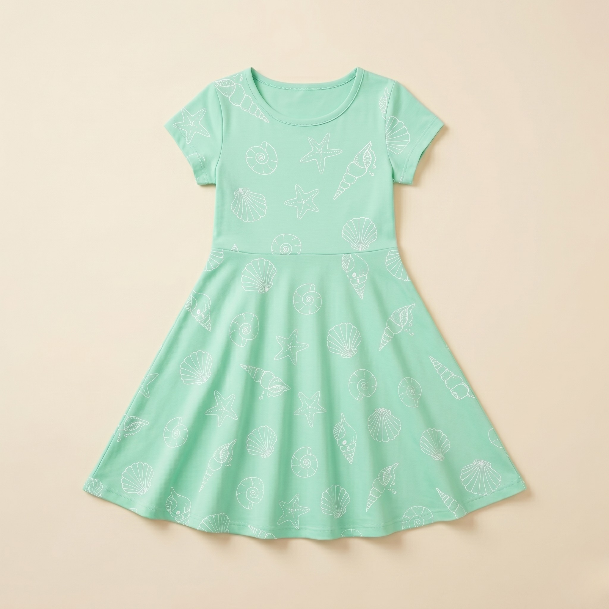 Girls Frock Sea Shell Green