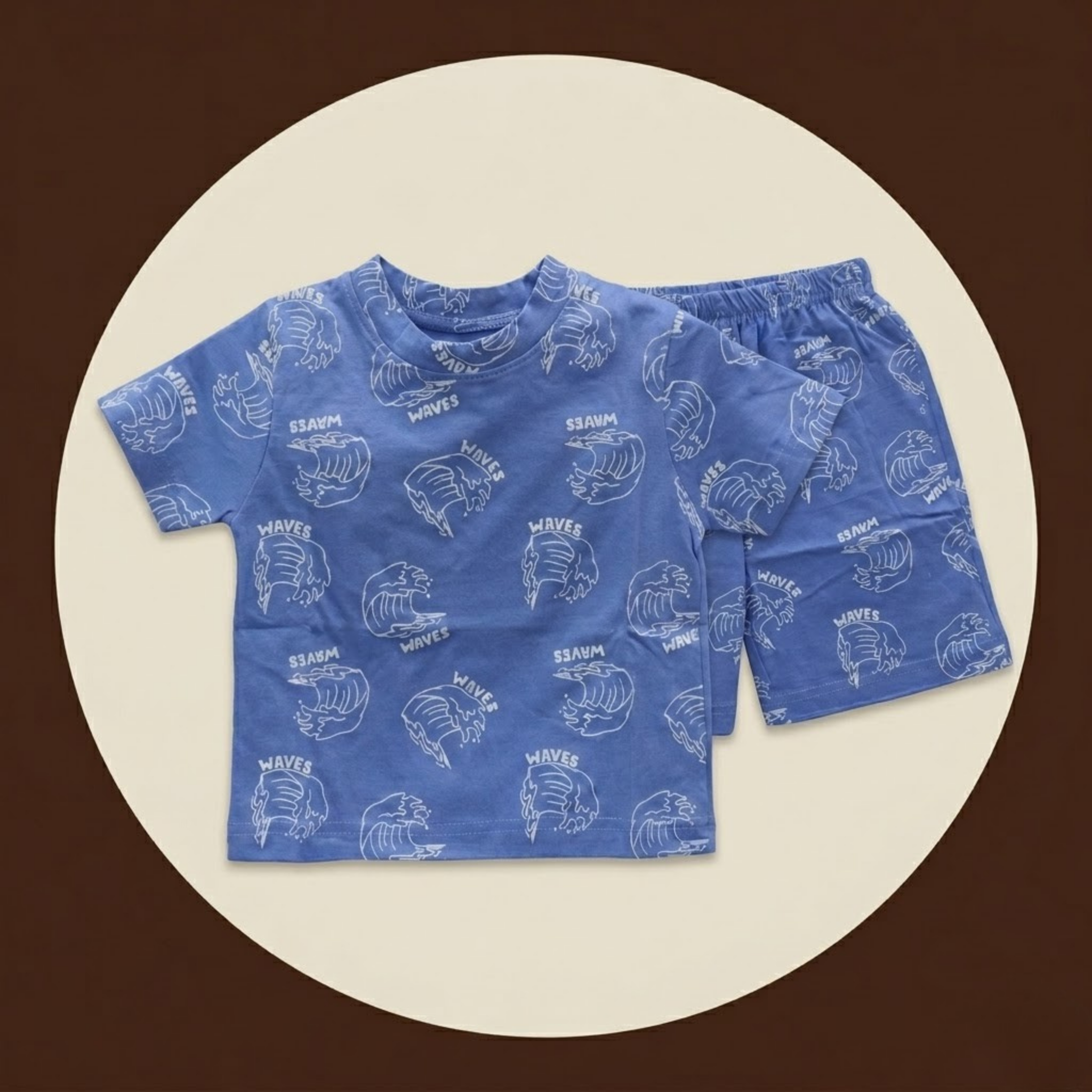 Kids Bermuda Set Waves Blue