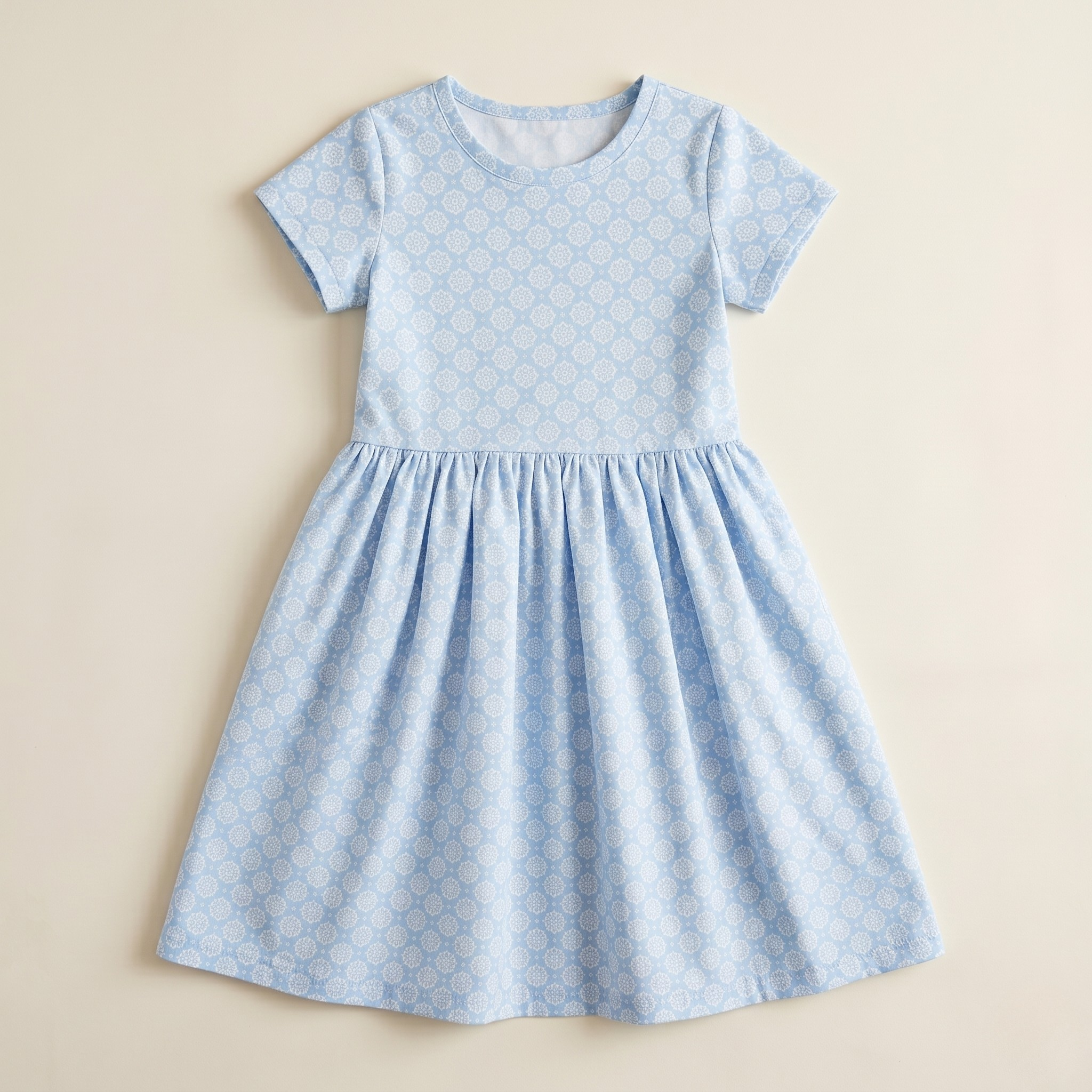 Girls Frock Flower Stamp Blue