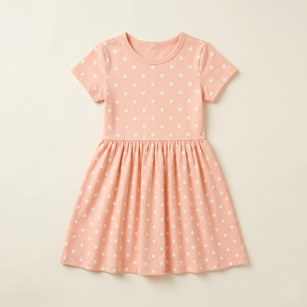 Girls Frock Polka Dots Pink