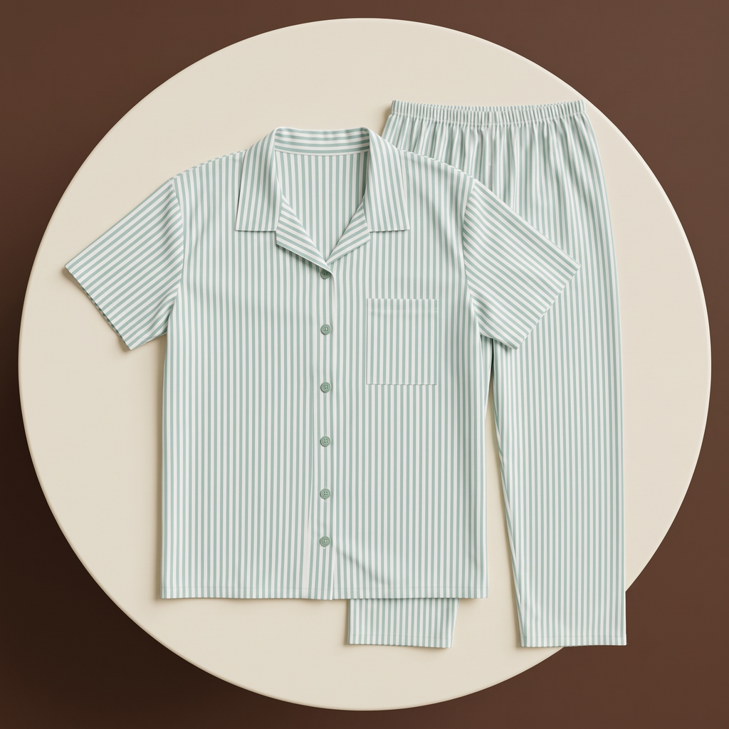 Stripes Green White Womens Pajamas