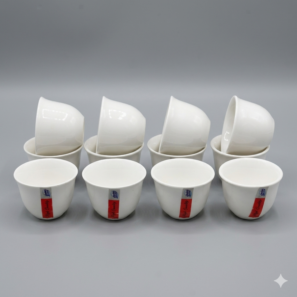 Plain white porcelain cups 12pcs 512801