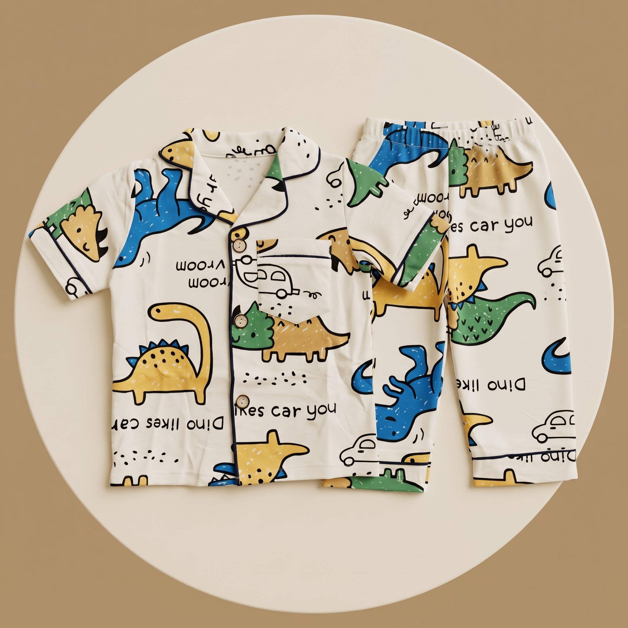 Vroom Dino Car Kids H/S Pajamas